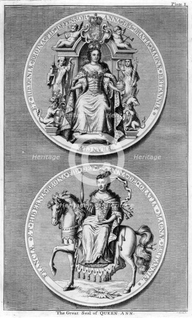 The great seal of Queen Anne of Great Britain.Artist: J Mynde
