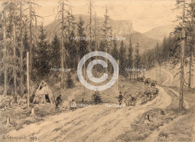The Great Siberian Road through the Ural Mountains, 1904. Creator: Boris Vasilievich Smirnov.