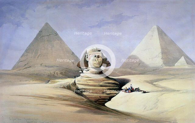 'The Great Sphinx and Pyramids at Giza', 1838-1839. Artist: David Roberts