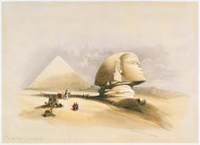 The Great Sphinx and the Pyramids of Giza, 19th century. Creator: David Roberts