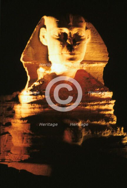 The Great Sphinx at night, Gizeh, Egypt. Artist: Unknown