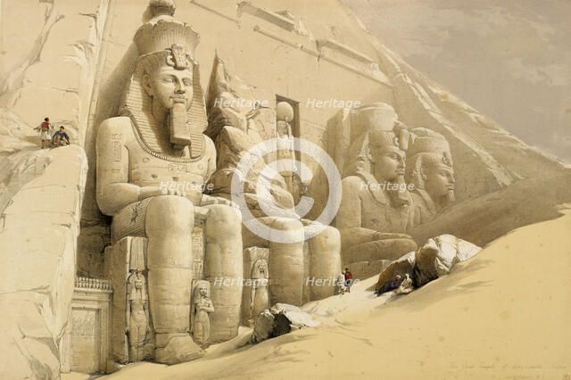 'The Great Temple of Abu Simbel, Nubia', Egypt, c1845. Artist: David Roberts