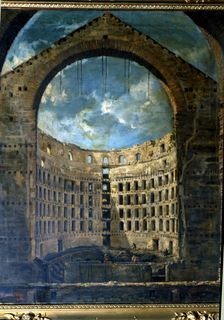 The great theatre of the Liceo after a fire in 1861