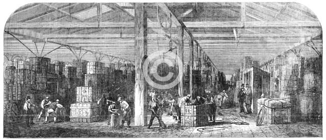 The Great Tobacco Warehouse, at the London Docks, 1856.  Creator: Unknown.