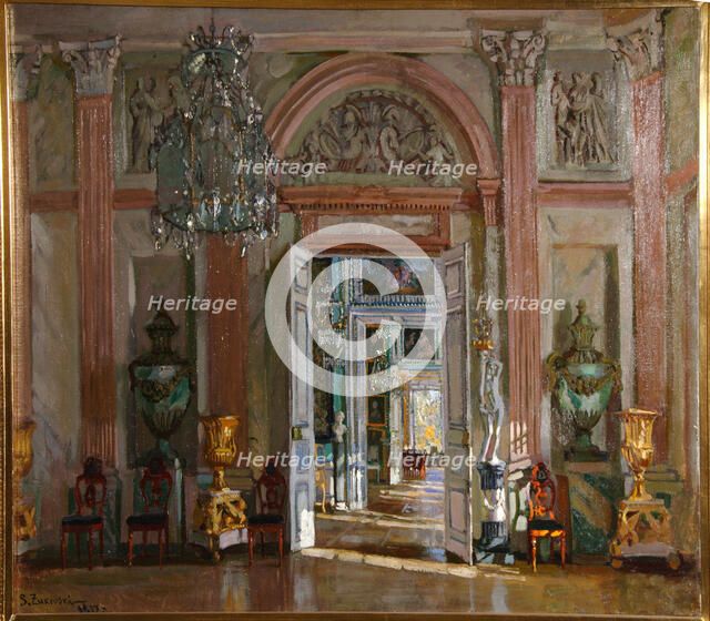 The Great Vestibule in the Kuskovo Palace, 1917. Artist: Zhukovsky, Stanislav Yulianovich (1873-1944)