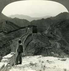 The Great Wall of 10,000 Li - in the Rugged Hills near Nankow Pass, China c1930s. Creator: Unknown