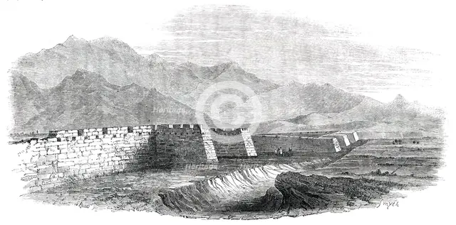 The Great Wall of China, seen from the Top of the Tower, 1850. Creator: Smyth.
