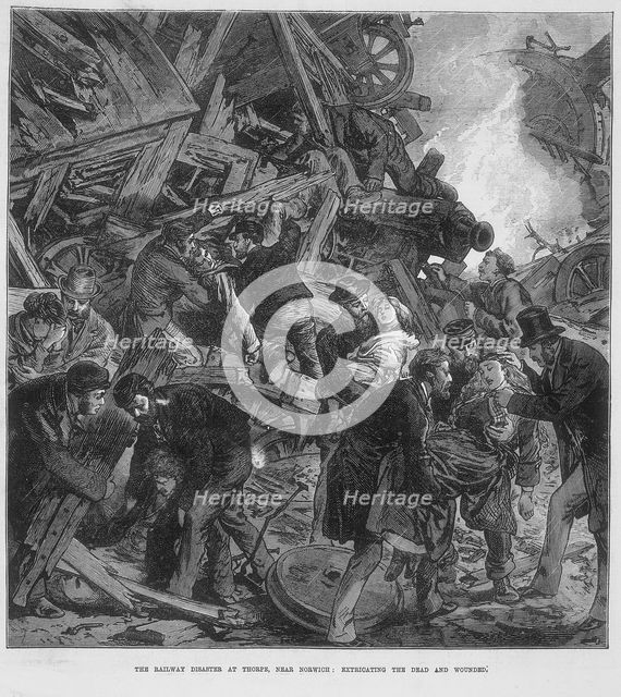 The Great Western Railway disaster at Thorpe near Norwich, 10 September 1874.  Creator: Unknown.