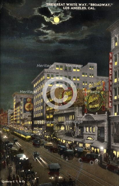 'The Great White Way', Broadway, Los Angeles, California, USA, 1915. Artist: Unknown