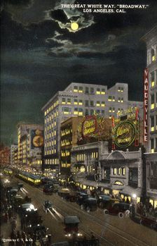 The Great White Way Broadway, Los Angeles, California, USA, 1915