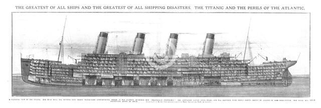 'The Greatest of all Ships and the Greatest of all Shipping Disasters', 20 April, 1912.  Creator: Unknown.