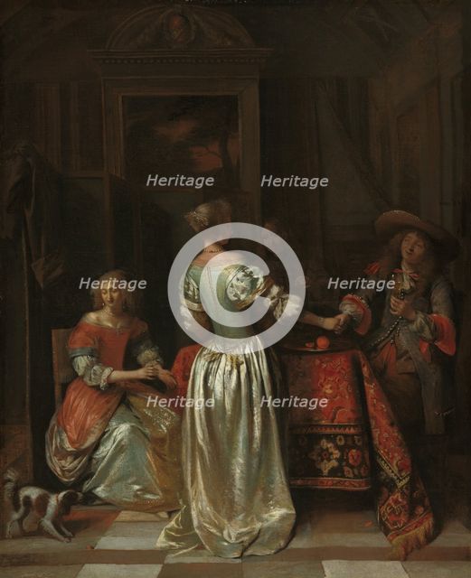 The Greeting, c. 1675. Creator: Pieter de Hooch.
