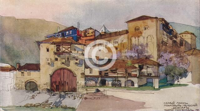 'The Greek Monastery of Dohiar', c19th century. Artists: Georges Kossiakoff, Ralph Nevill.