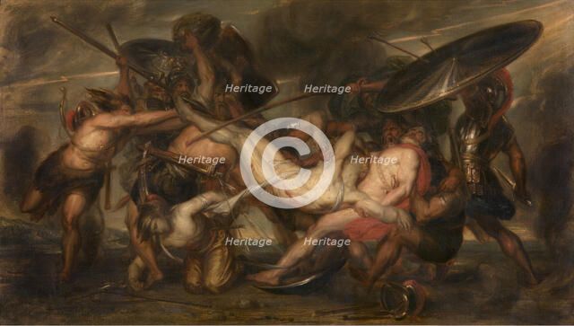 The Greeks and the Trojans Fighting over the Body of Patroclus. Creator: Antoine Joseph Wiertz.