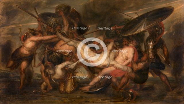 The Greeks and the Trojans Fighting over the Body of Patroclus. Creator: Antoine Joseph Wiertz.