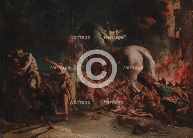 The Greeks Sacking Troy, 1773-1775. Creator: Giovanni Domenico Tiepolo.