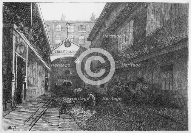 The Green Dragon Inn, Bishopsgate, City of London, 1871. Artist: E Edwards