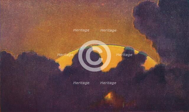 'The Green Flash at Sunset, Rarest Prismatic Colour Refracted by the Atmosphere', c1935. Artist: Unknown.