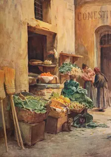 The Green-grocer shop c1910, (1912). Artist: Walter Frederick Roofe Tyndale