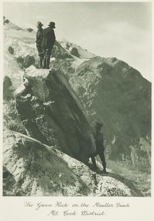 The green rock on the Meuller track, Mt Cook district, 1920s. Creator: Harry Moult