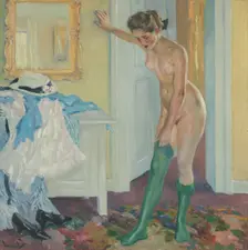 The green stockings, c 1915. Creator: Cucuel, Edward (1875-1954)