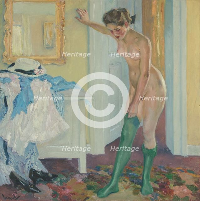 The green stockings, c 1915. Creator: Cucuel, Edward (1875-1954).