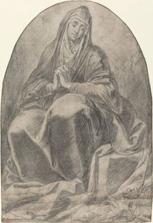 The Grieving Virgin Contemplating Instruments of the Passion, 1640s. Creator: Unknown