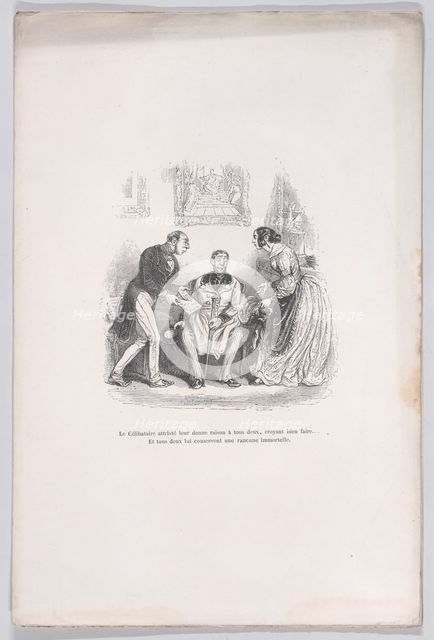 The grieving widow gives them both the right to do well.... And they both retain an eterna..., 1843. Creator: Jean Ignace Isidore Gerard.
