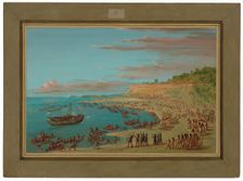 The Griffin Entering the Harbor at Mackinaw. August 27, 1679, 1847/1848. Creator: George Catlin