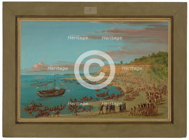 The Griffin Entering the Harbor at Mackinaw. August 27, 1679, 1847/1848. Creator: George Catlin.