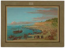 The Griffin Entering the Harbor at Mackinaw. August 27, 1679, 1847/1848. Creator: George Catlin