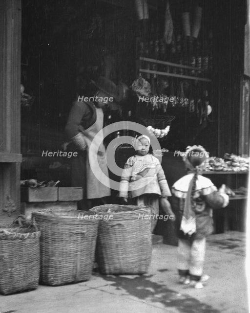 The grocery store, Chinatown, San Francisco, between 1896 and 1906. Creator: Arnold Genthe.