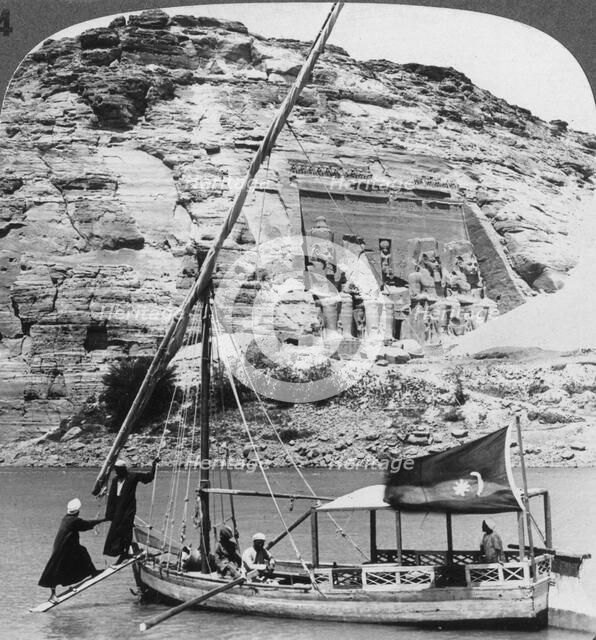 'The grotto temple of Abu Simbel, seen from the Nile, Egypt', 1905.Artist: Underwood & Underwood