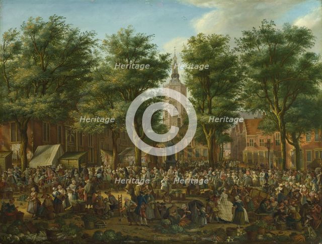 The Grote Markt at The Hague, 1760. Artist: La Fargue, Paulus Constantijn (1729-1782)