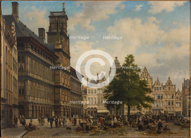 The Grote Markt with the liberty tree, 1875. Creator: Ruyten, Jan Michiel (1813-1881).
