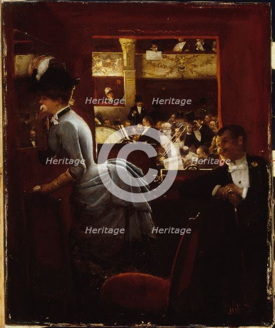The ground floor box, at the Theatre des Varieties, 1883. Creator: Jean Beraud.
