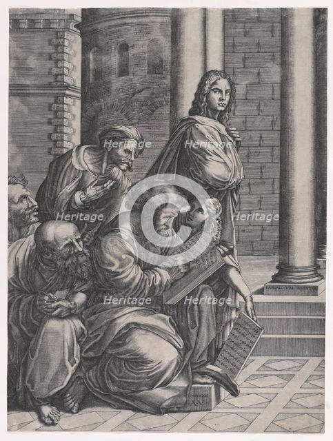 The Group from Raphael's School of Athens, dated 1523. Creator: Agostino Veneziano.