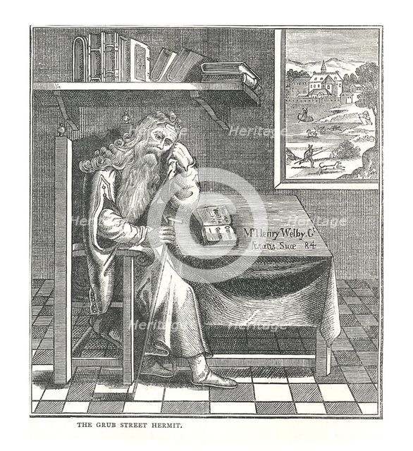 The Grub Street Hermit. From a picture published by Richardson, 1878. Artist: Walter Thornbury.