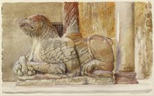 The Gryphon bearing the north Shaft of the west Entrance of the Duomo, Verona, 18-28 June 1869. Artist: John Ruskin