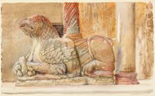 The Gryphon bearing the north Shaft of the west Entrance of the Duomo, Verona, 18 - 28 June 1869. Creator: John Ruskin