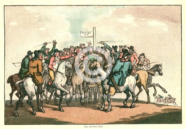 'The Humours of Horse Racing, the Betting Post', c1816 (1886).  Creator: Unknown.