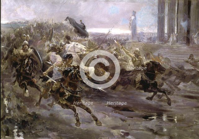 The Huns entering Rome, led by Attila', oil by Ulpiano Checa.