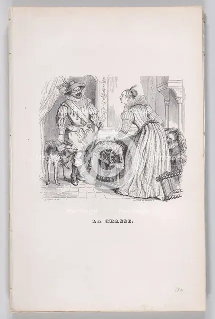 The Hunt from The Complete Works of Béranger, 1836. Creators: Louis-Henri Brevière, Cesar-Auguste Hebert.