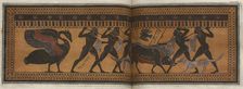 The Hunt Krater: colour plate of boar hunt with five hunters, 1766 [-1767]. Creator: Unknown