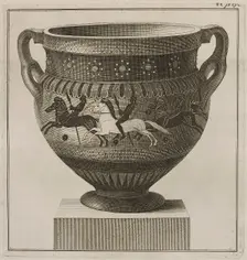 The Hunt Krater: detailed view showing three galloping horsemen, 1766 [-1767]. Creator: Unknown