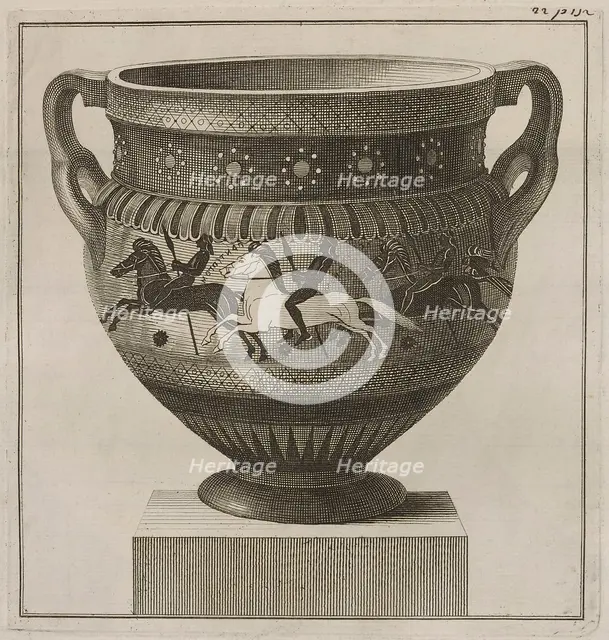 The Hunt Krater: detailed view showing three galloping horsemen, 1766 [-1767].  Creator: Unknown.