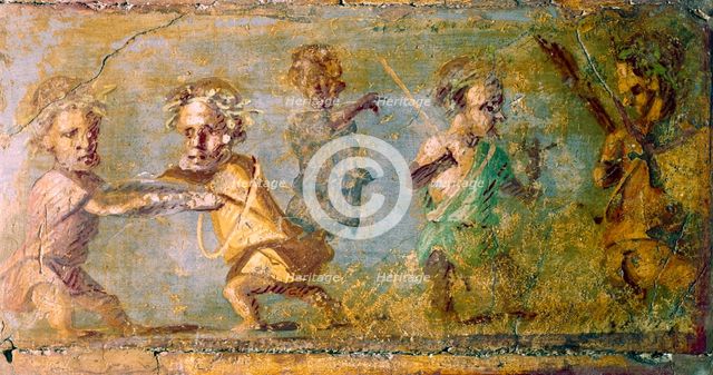 'The Hunt of the Dwarfs', fresco from Pompeii, c1st century BC-1st century AD. Artist: Unknown