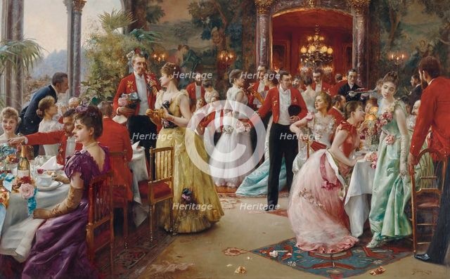 The Hunt Supper, 1889. Creator: Stewart, Julius (1855-1919).
