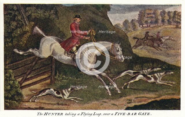 'The HUNTER taking a Flying Leap, over a Five-Bar Gate', c1740, (1922). Artist: James Seymour.