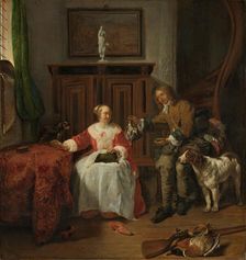 The Hunter’s Present, c.1658-c.1661. Creator: Gabriel Metsu